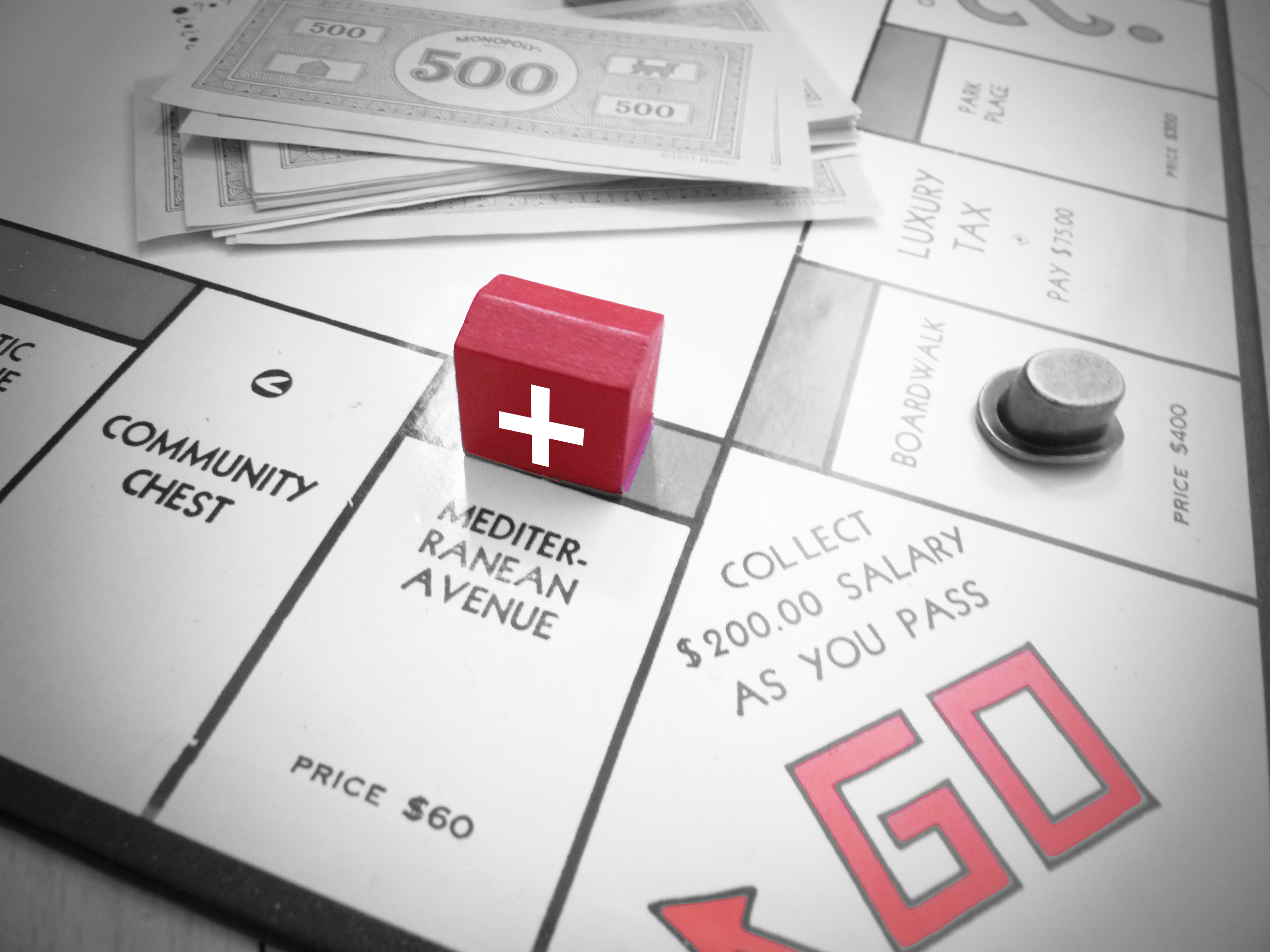 Monopoliespel met ziekenhuis